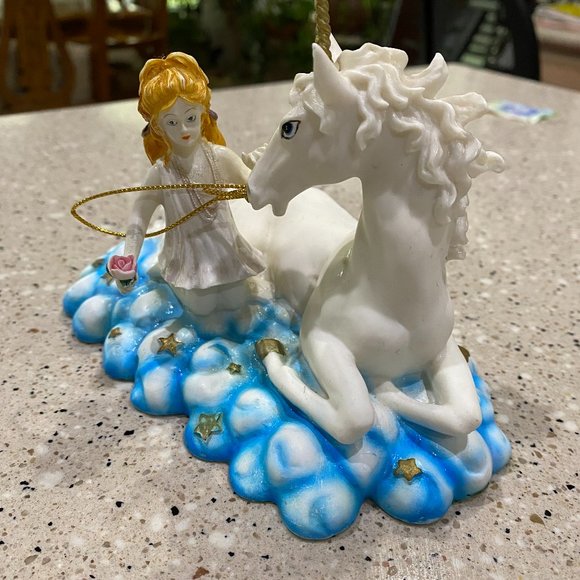 Pegasus Unicorn Statues figurines of a girl with a Unicorn of porcelain - Picture 7 of 9